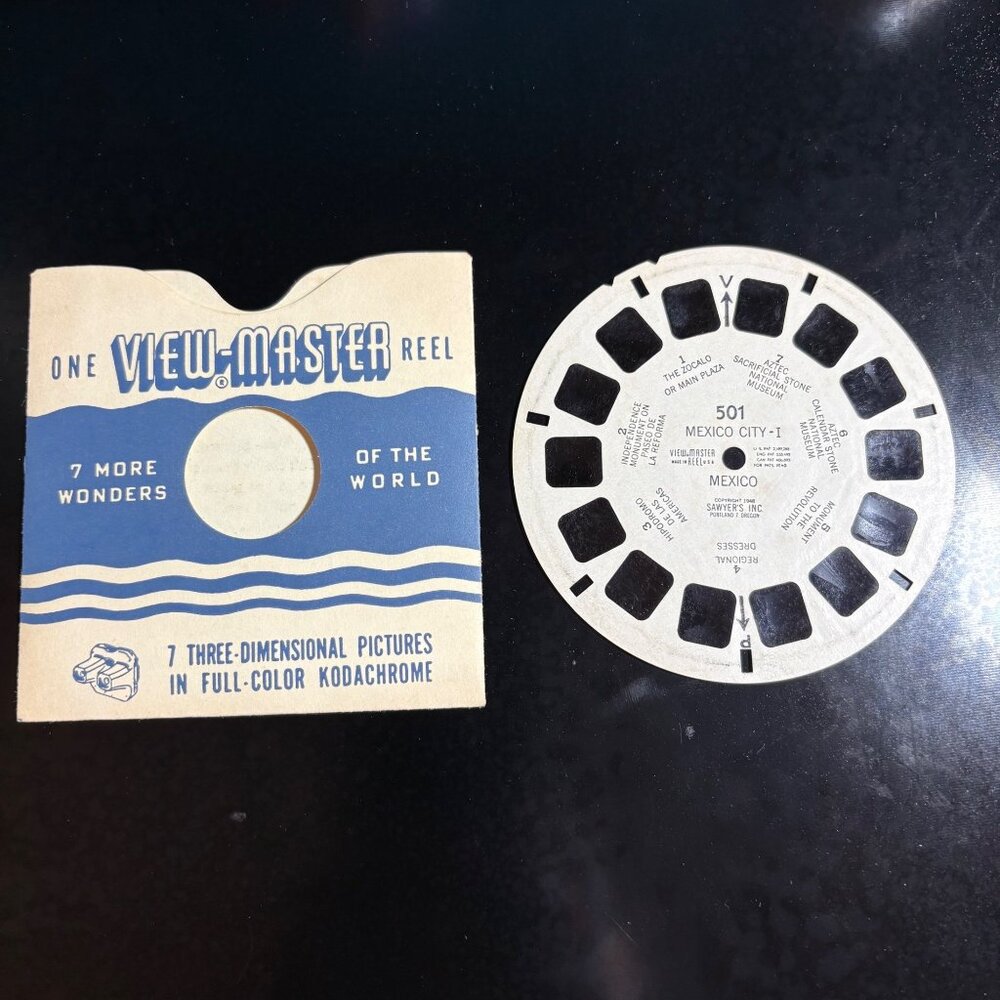 Vintage View-Master Reel Mexico City-I 501 By Sawyers Inc. 1948 7 Kodachrome 3D